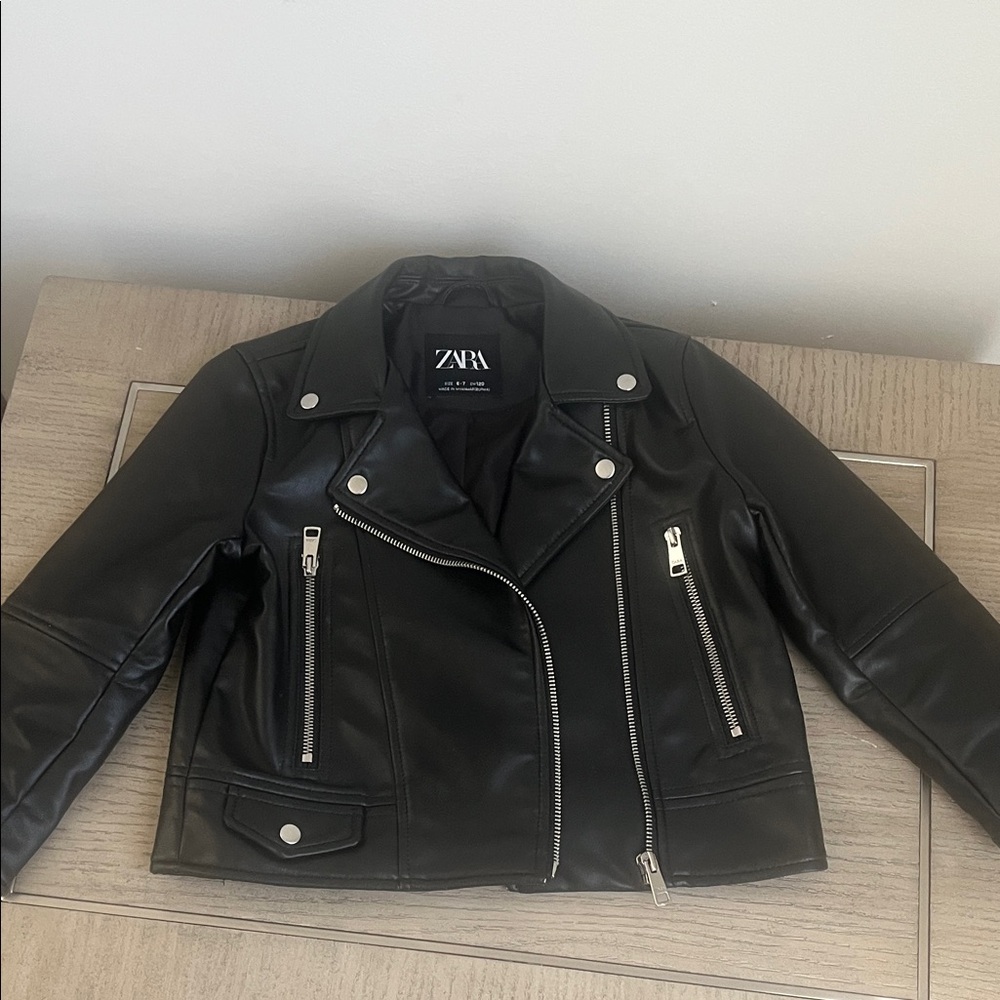 Zara Black Biker Jacket with Silver Accents